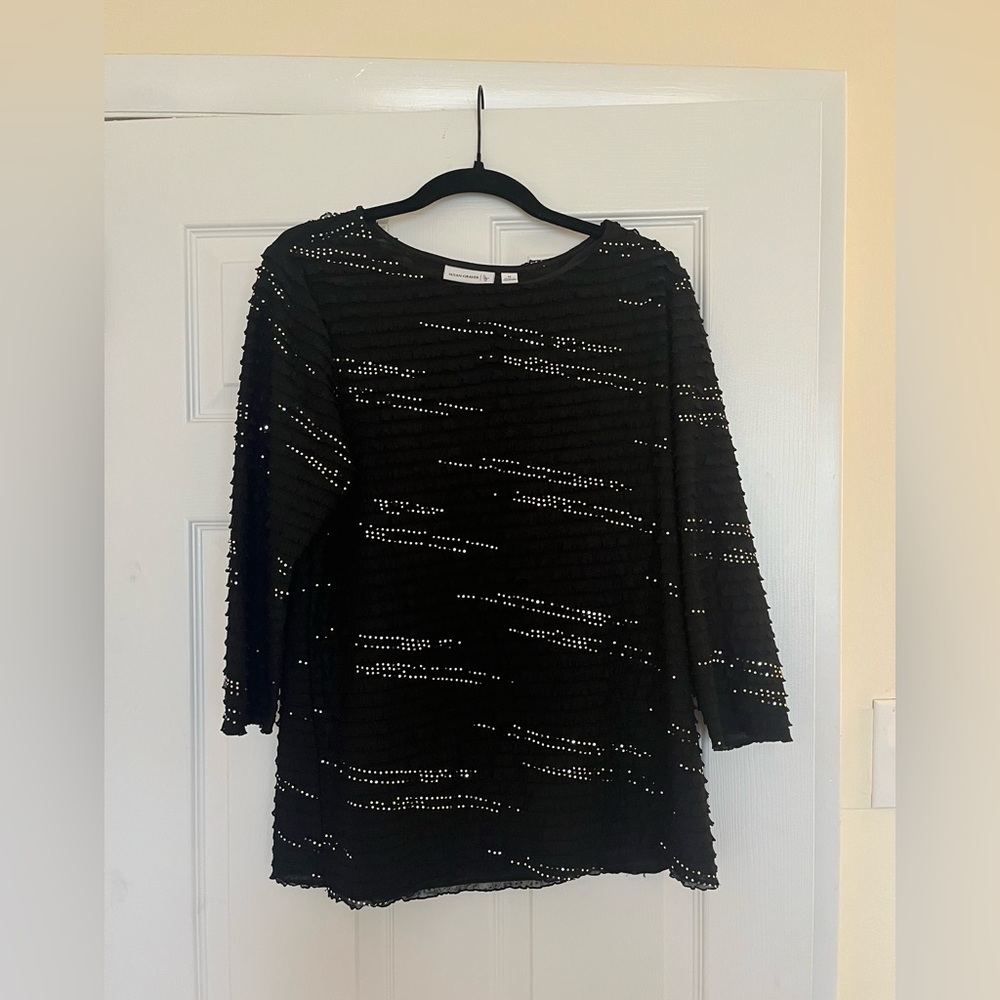 Susan Graver Black Sequin Top